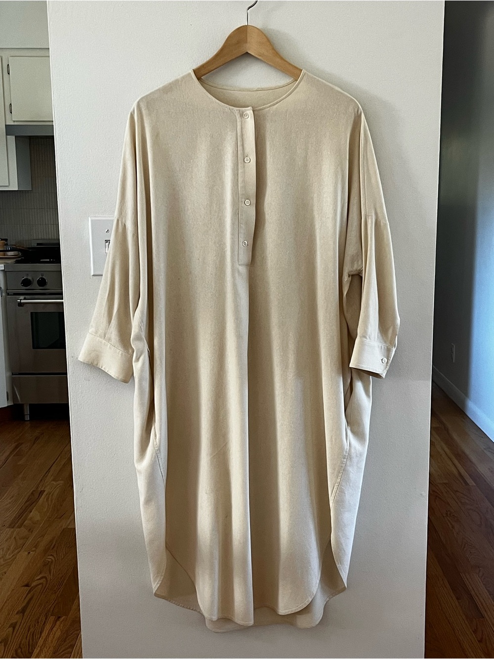Steven Alan Cream 100% silk button dress